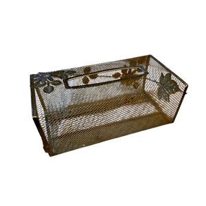 Gold Mesh Bathroom Tissue Box Floral Hollywood Regency Retro Vintage Oblong